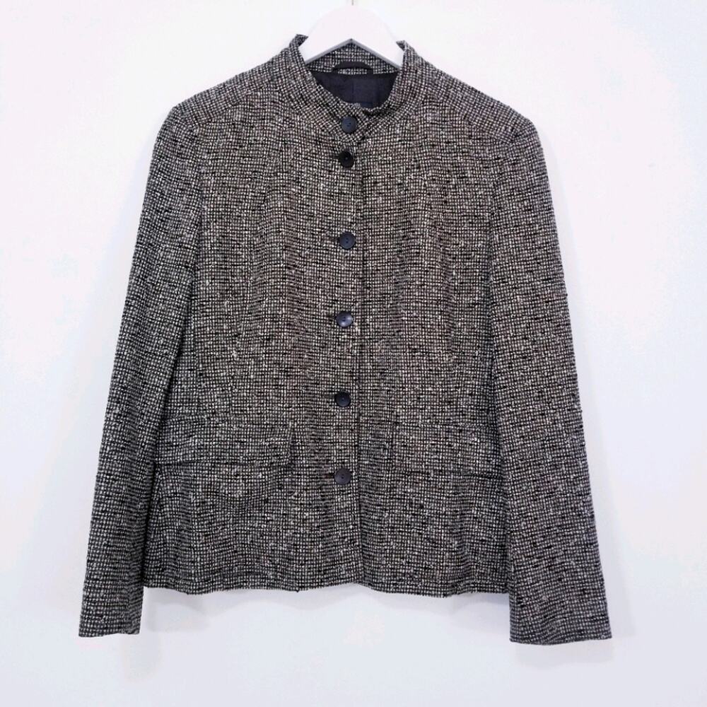 Zanella High Neck Blazer Made in Italy Flap Front Pockets Button Front Lined